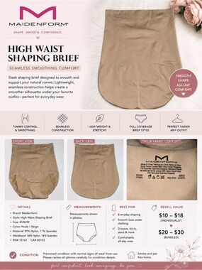 Maidenform Nude High Waist Shaping Brief Panty Size M
